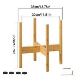 Kelvenix Adjustable Flower Pot Holder Brown Stand Bamboo - thumbnail 2