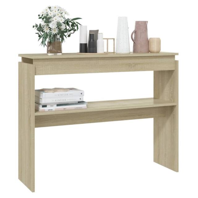 Berkfield Home Decorative Console Table Sonoma Oak 102x30x80 cm Engineered Wood in Light Tan - Size: 102 x 30 x 80 cm - image 1