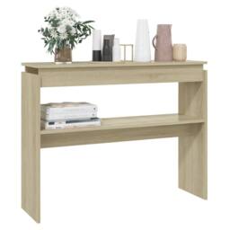 Berkfield Home Decorative Console Table Sonoma Oak 102x30x80 cm Engineered Wood in Light Tan - Size: 102 x 30 x 80 cm