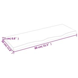 Berkfield Home Wall Shelf Light Brown 80x30x2 cm Treated Solid Wood Oak - Size: 80 x 30 x 2 cm - thumbnail 5