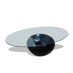 Berkfield Home Coffee Table with Oval Glass Top High Gloss Black - thumbnail 2