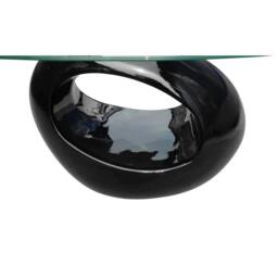 Berkfield Home Coffee Table with Oval Glass Top High Gloss Black - thumbnail 4