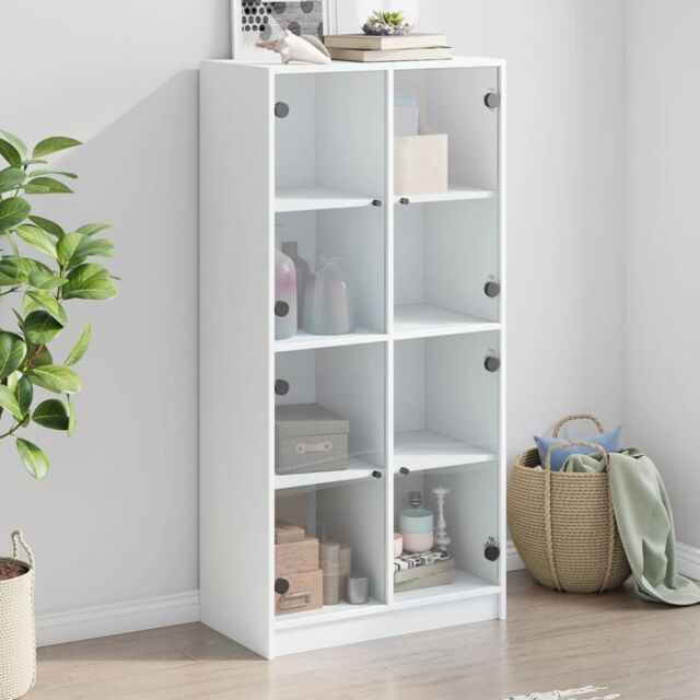 Berkfield Home Highboard with Doors White 68x37x142 cm Engineered Wood - Size: 68 x 37 x 142 cm - image 1