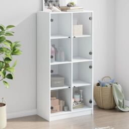 Berkfield Home Highboard with Doors White 68x37x142 cm Engineered Wood - Size: 68 x 37 x 142 cm - thumbnail 1