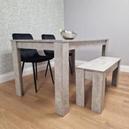KOSY KOALA Dining Table with 2 Black Velvet Chairs & 1 Stone Grey Bench Dining Room Furniture in Brown - thumbnail 2