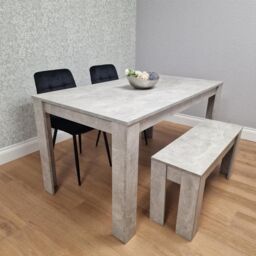 KOSY KOALA Dining Table with 2 Black Velvet Chairs & 1 Stone Grey Bench Dining Room Furniture in Brown - thumbnail 1