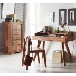 Indian Hub Jodhpur Sheesham Study Desk - Wood - L60 x W117 x H78 cm in Brown - thumbnail 2