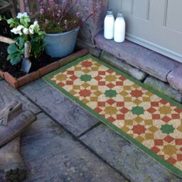 Artsy Mats Green Moroccan Tile Pattern Coir Doormat (120 x 40cm) in Brown - Size: 40 cm x 120 cm - thumbnail 3