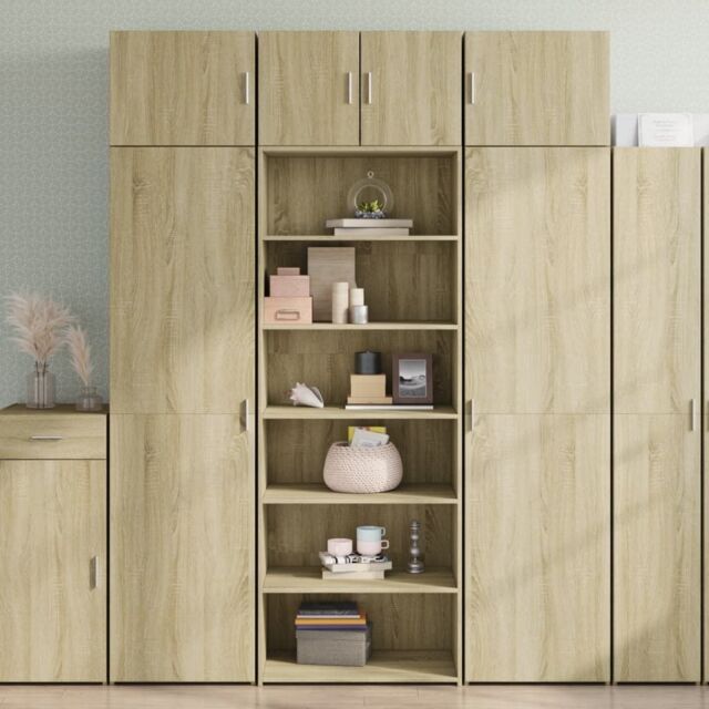 Berkfield Home Highboard Sonoma Oak 70x41x185 cm Engineered Wood in Brown - Size: 70 x 41 x 185 cm - image 1