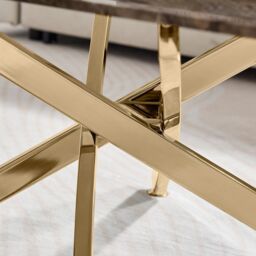 FurnitureboxUK Leonardo Rectangular Marble Effect Glass Top Coffee Table With Gold Metal Starburst Legs in Grey - thumbnail 5