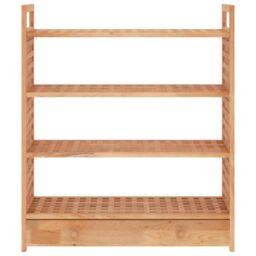 Berkfield Home Shoe Rack with Drawer 70x27x81 cm Solid Wood Walnut in Brown - Size: 70 x 27 x 81 cm - thumbnail 5