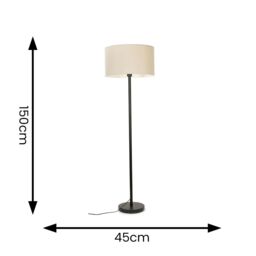 ValueLights Charlie Black Floor Lamp Large Natural Shade - thumbnail 5