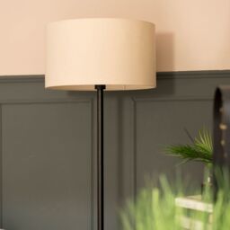 ValueLights Charlie Black Floor Lamp Large Natural Shade - thumbnail 3