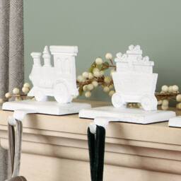 Dibor White Family of 4 Train Decorative Christmas Stocking Holder Set - Size: 4 Pack - thumbnail 3