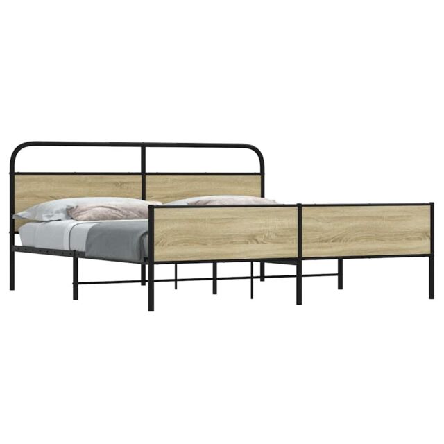 Berkfield Home Metal Bed Frame without Mattress Sonoma Oak 180x200 cm Super King in Brown - image 1