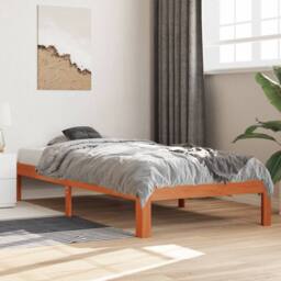 Berkfield Home Bed Frame without Mattress Wax Brown 90x200 cm Solid Wood Pine - thumbnail 2