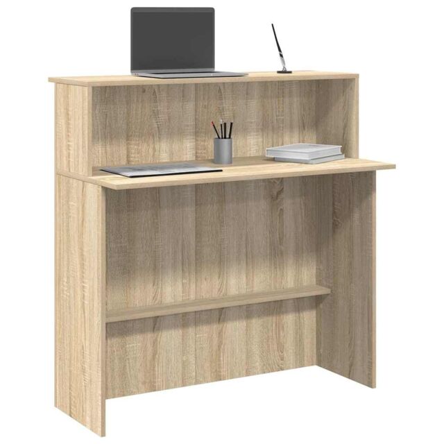 Berkfield Home Reception Desk Sonoma Oak 100x50x103.5 cm Engineered Wood in Brown