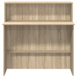 Berkfield Home Reception Desk Sonoma Oak 100x50x103.5 cm Engineered Wood in Brown - thumbnail 5