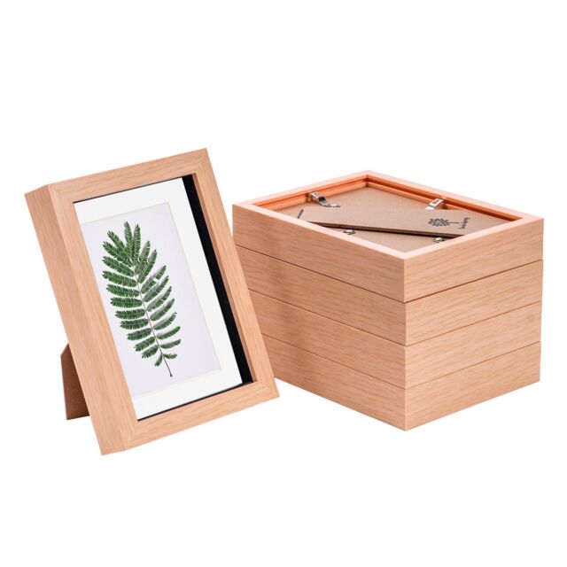"Nicola Spring 3D Box Photo Frames - 5 x 7"" with 4 x 6"" Mount - Black Mount - Pack of 5 in Light Brown" - image 1