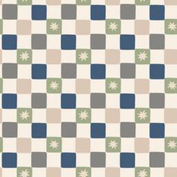 Arthouse Chequer Star Sage Green & Navy Blue Wallpaper - thumbnail 1