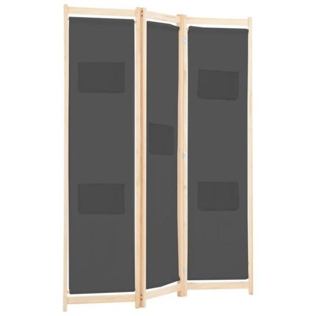 Berkfield Home Stylish 3-Panel Room Divider Grey 120x170x4 cm Fabric - Size: 120 x 170 x 4 cm - image 1