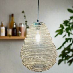 CGC Lighting 'Casablanca' Medium Silver Mesh Morrocan Metal Ceiling Pendant Light - thumbnail 4