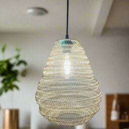 CGC Lighting 'Casablanca' Medium Silver Mesh Morrocan Metal Ceiling Pendant Light - thumbnail 1