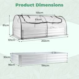 Gymax Planter Box Galvanized Raised Garden Bed With Cover Mini Greenhouse in Silver - thumbnail 2