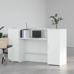 Berkfield Home Reception Desk White 180x50x103.5 cm Engineered Wood - thumbnail 3
