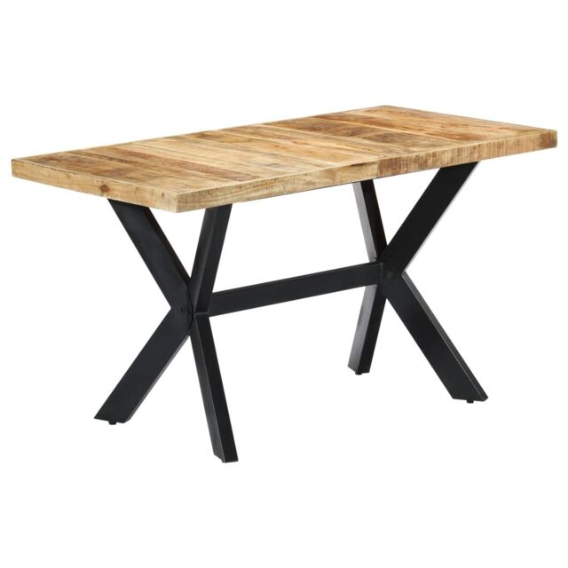 Berkfield Home Dining Table 140x70x75 cm Solid Rough Mango Wood in Brown - Size: 140 x 70 x 75 cm - image 1