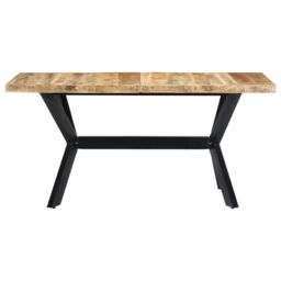 Berkfield Home Dining Table 140x70x75 cm Solid Rough Mango Wood in Brown - Size: 140 x 70 x 75 cm - thumbnail 2