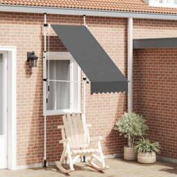Berkfield Home Manual Retractable Awning 100 cm Anthracite in Charcoal - thumbnail 2