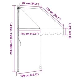 Berkfield Home Manual Retractable Awning 100 cm Anthracite in Charcoal - thumbnail 8