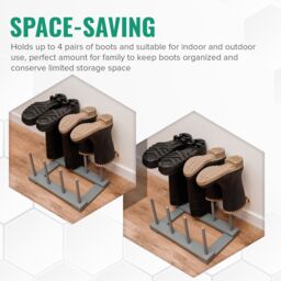 LIVIVO Wellington Boot Holder Rack - Indoor/Outdoor Storage Organiser in Grey - thumbnail 5