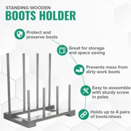 LIVIVO Wellington Boot Holder Rack - Indoor/Outdoor Storage Organiser in Grey - thumbnail 2