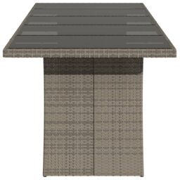 Berkfield Home Garden Table with Glass Top Grey 240x90x75 cm Poly Rattan - Size: 240 x 90 x 75 cm - thumbnail 5
