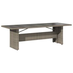 Berkfield Home Garden Table with Glass Top Grey 240x90x75 cm Poly Rattan - Size: 240 x 90 x 75 cm - thumbnail 6