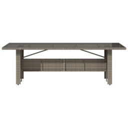 Berkfield Home Garden Table with Glass Top Grey 240x90x75 cm Poly Rattan - Size: 240 x 90 x 75 cm - thumbnail 4