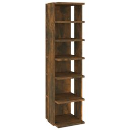 Berkfield Home Shoe Rack Smoked Oak 27.5x27x102 cm Engineered Wood in Brown - thumbnail 2