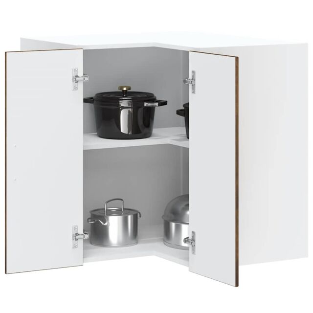 Berkfield Home Kitchen Wall Corner Cabinet Lucca Smoked Oak Engineered Wood in Brown - image 1