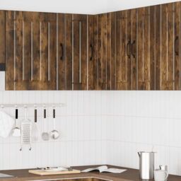 Berkfield Home Kitchen Wall Corner Cabinet Lucca Smoked Oak Engineered Wood in Brown - thumbnail 3