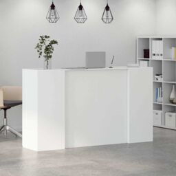 Berkfield Home Reception Desk White 180x50x103.5 cm Engineered Wood - thumbnail 4