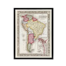 "Artery8 South America Political Divisions Map Mitchell Framed Canvas Wall Art - Size: W12"" x H16""" - thumbnail 1