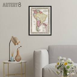 "Artery8 South America Political Divisions Map Mitchell Framed Canvas Wall Art - Size: W12"" x H16""" - thumbnail 3