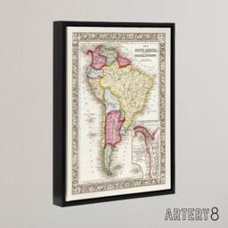 "Artery8 South America Political Divisions Map Mitchell Framed Canvas Wall Art - Size: W12"" x H16""" - thumbnail 2