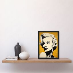 Artery8 Blonde On Mustard A Stylish Modern Black White Photo Of A Woman On Yellow Artwork Framed Wall Art Print A4 - thumbnail 4