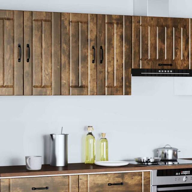 Berkfield Home Kitchen Wall Cabinet Lucca Smoked Oak Engineered Wood in Brown - image 1