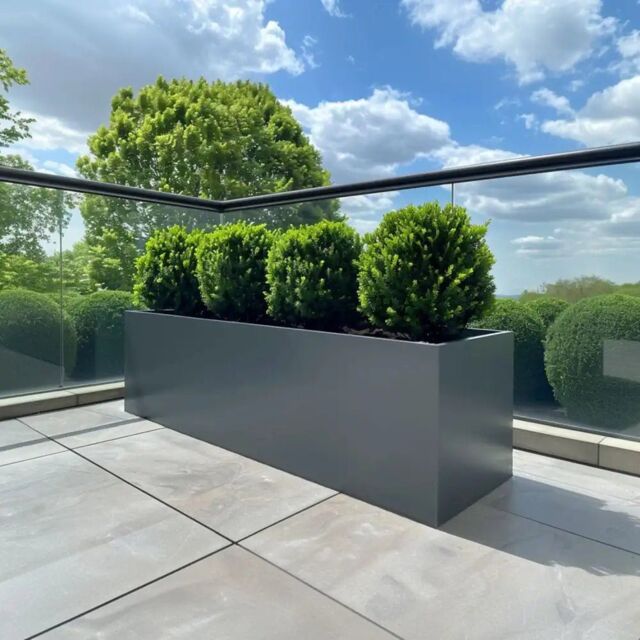 Access Garden Products 100cm Zinc Galvanised Matte Grey Trough Planter - image 1
