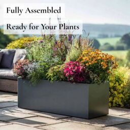 Woven Wood 100cm Zinc Galvanised Matte Grey Trough Planter - thumbnail 9