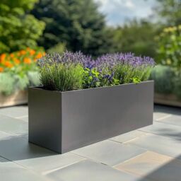 Woven Wood 100cm Zinc Galvanised Matte Grey Trough Planter - thumbnail 4